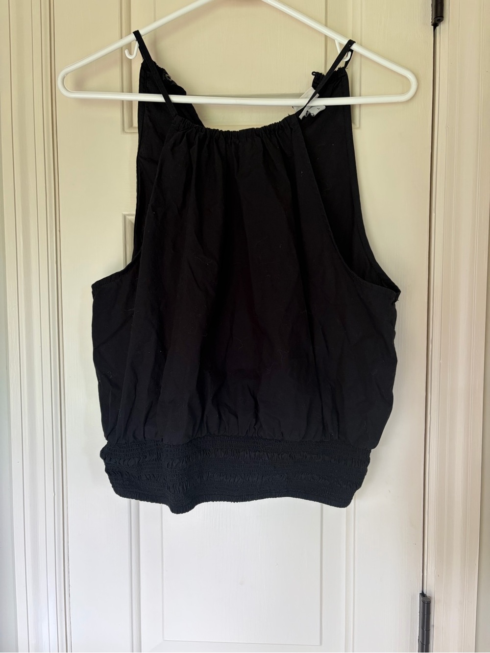A new day Black Smocked-Hem Women's Tank Top